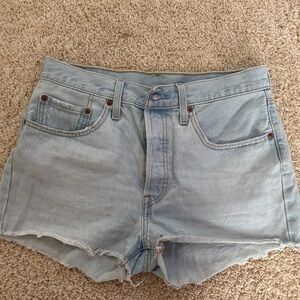 Levi’s Light Blue High-Rise Cutoff Denim Shorts